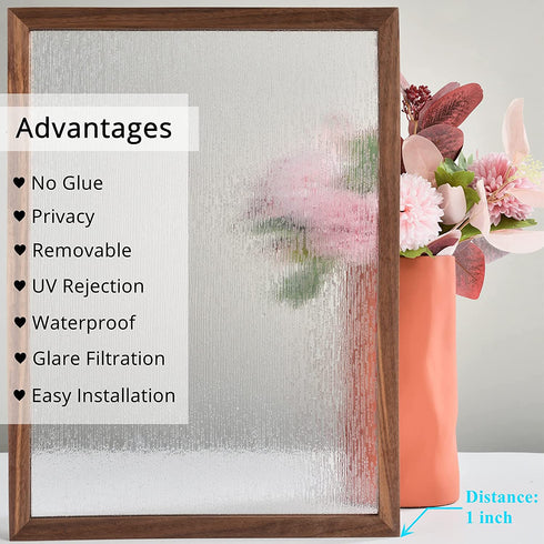 FEOMOS Rain Glass Window Film UV Blocking Removable Window Sticker Static Cling Film Vinyl Decorative Glass Film for Windows Doors Privacy Non Adhesive 23.6 x 78.7 inches