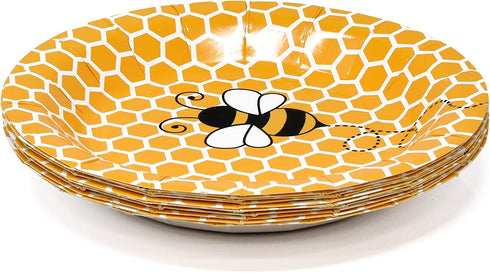 Bumble Bee Party Supplies Tableware Set Includes 24 9" Plates 24 7" Plate 24 9 Oz Cup 50 Lunch Napkin Honey Bees Honeycomb Baby Shower & Happy Bee Day Birthday Disposable Paper Dinnerware Decorations