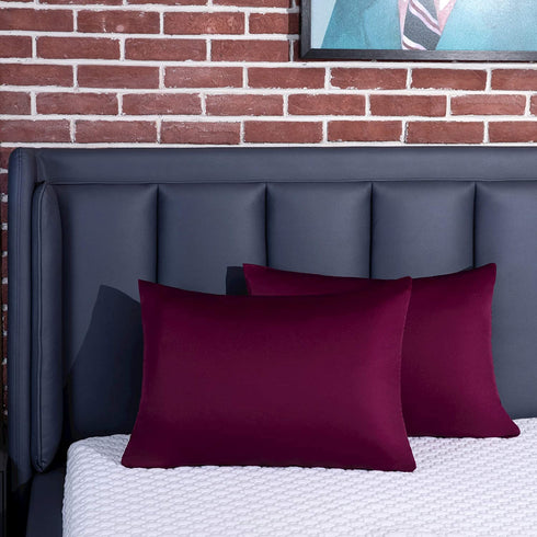 BEIJOEY 100% Mulberry Silk Pillowcase for Hair and Skin,with Hidden Zipper,Both Sides 19 Momme 600 Thread Count Natural Silk Pillow Cover,Soft Breathable Smooth,1pc (Burgundy, King 20''x36'')