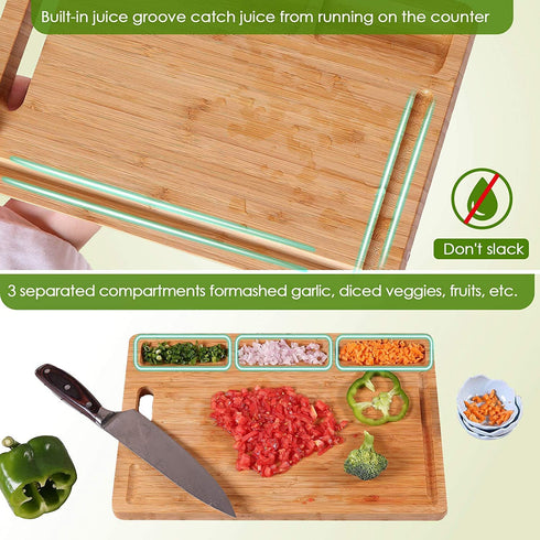 InnoStrive Cutting Board 100% Organic Bamboo Cutting Board For Kitchen Durable Chopping Board For Meats Bread Fruits With Deep Juice Croove (15 x 10 x 0.75 inches)€¦