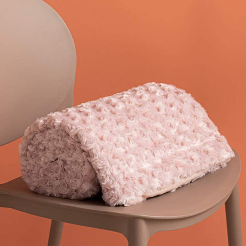 Simple&Opulence Plush Fluffy Throw Blanket Tridimensional Rose Pattern Soft Warm Microfiber Cozy Chic Shaggy Reversible Coverlet for Girls Home Décor Couch, 50"x 60", Pink