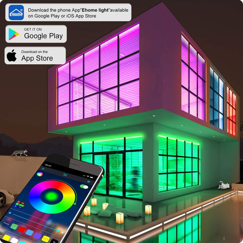 19.68Ft/6m LED Strip Lights?Micomlan Music Sync Color Changing RGB LED Strip Built-in Mic, Bluetooth APP Controlled LED Lights Rope Lights, 5050 RGB LED Light Strip(APP+Remote+Mic+Music )