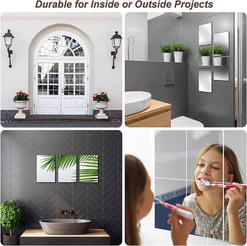 30 Pieces Flexible Mirror Sheets Self Adhesive Non Glass Mirror Tiles Mirror Stickers for Home Wall Decor (6 x 9 Inch)