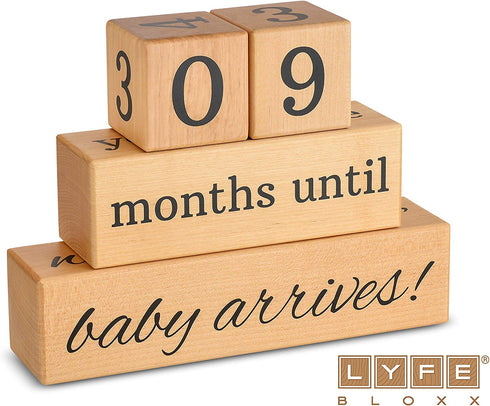 Solid Maple Wood Wedding Countdown, Baby Arrival & Anniversary Blocks - Engagement Gifts for Couples - Bridal Shower Gifts - Wedding Gifts for The Couple - Anniversary for Couples - Bride Gifts