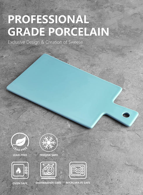 Sweese 818.102 Cheese Board Charcuterie Board Set with Knife, Cheese Serving Platter with Handle for Display, Entertaining and Serving, Fancy House Warming Gift, Turquoise