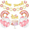 Two Sweet Donut Party Decoration Baby Second Birthday Glitter Doughnut Banner Cake Topper Sprinkles Balloons Kids Party Favor Ideas Supplies