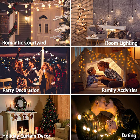 Christmas Window Lights, 120LED 18ft Curtain Fairy String Lights with 10 Santa Claus Ornaments, Christmas Tree Lights for Indoor Outdoor Wedding Party Decorations