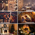 Christmas Window Lights, 120LED 18ft Curtain Fairy String Lights with 10 Santa Claus Ornaments, Christmas Tree Lights for Indoor Outdoor Wedding Party Decorations