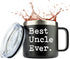 Uncle Gifts | Best Uncle Ever | 14 Ounce Stainless Steel Travel Tumbler/Mug With Sliding Lid for Coffee and All Drinks | Unique Mug For | Funny Gift From Niece Nephew Sister (14 Ounce) by JENVIO