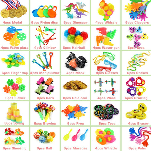 160 PCS Party Favors for Kids Birthday(30 Kinds), Bulk Toy for Carnival Prizes, School Classroom Rewards, Small Toys for Goodie Bag Stuffer and Pinata Filler, Treasure Chest Box for Child Boy Girl