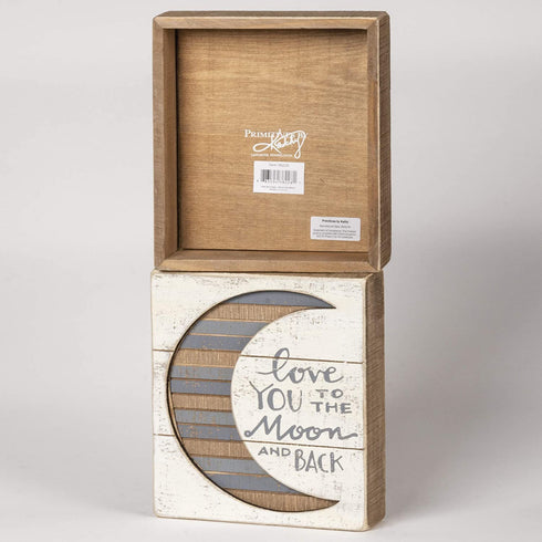 Primitives by Kathy Hand-Lettered Slat Box Sign, 7" x 8", To The Moon And Back