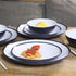 Melamine Dinnerware Set - 12pcs dinnerware set Indoor and Outdoor use, Two-color Design Dishes Dinnerware Set for 4,Dishwasher Safe, Blue