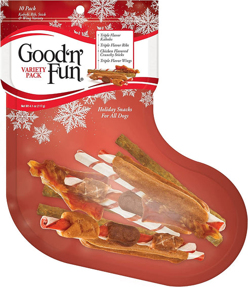 Good'n'Fun Holiday Variety Pack, 10 Count, Holiday Snacks for All Dogs (P-94167)