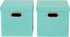 Household Essentials 806-1 Caf© Lids and Handles | 2 Pack | Teal Green Linen Cube Bin Storage Set, 2 Count