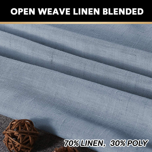 Natural Linen Blended Curtains Window Treatments Panels for Living Room Grommet Top Light Filtering Drapes Privacy Added Linen Textured Curtains, 2 Panels (Stone Blue, 52" W x 84" L)