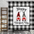 Valentines Day Gnomes Shower Curtain Buffalo Plaid on Black White Grey Farmhouse Check Background Happy Valentines Day Fabric Shower Curtains for Bathroom Waterproof, 72" x 72"