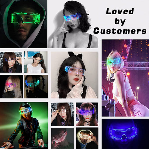 Luminous Glasses | Multi-colored in One LED Glasses, 256 Flash Combinations | Glowing Light Up Party Supply for Bar Club Halloween