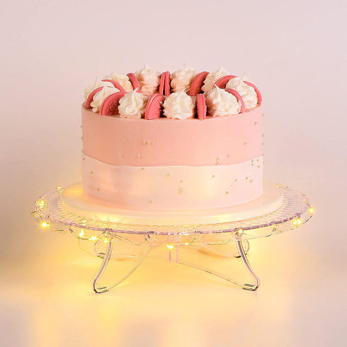 NWK 12inch Lighted Clear Cake Stand Plate Holder with String Lights Fit for 6inch, 8 inch, 10 inch, 12 inch Cakes for Wedding Birthday Thanksgiving Christmas New Year Party