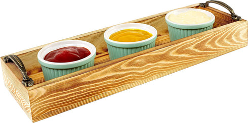 Strova Rectangular Wood Serving Tray with Handles 16 Inch Long Narrow Tray for Serving Wine, Appetizers, Coffee, Condiments, Fruits, and More