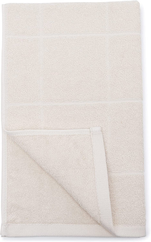 Amazon Basics 6-Piece Fade Resistant Bath, Hand and Washcloth Towel Set - Cream Grid