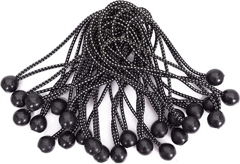 Kotap BB-11B Ball Bungee Cords with Elastic String for Canopy, Tarp, Straps, Tent, Poles and Wires, 11-Inch (25-Count), Black