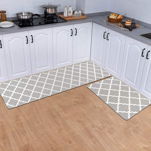 Homcomoda Kitchen Mat Sets 2 Piece Cushioned Anti Fatigue Kitchen Rugs and Mats Waterproof Heavy Duty PVC Comfort Foam Standing Mats for Kitchen Home Sink Laundry Office-17?x28?+17?x47?
