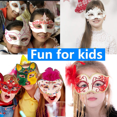 14 PCS White Paper Masks Half Face Masquerade Masks DIY Party Mask Mardi Gras Mask Blank Plain Masks for Funny Party Halloween Art Project Performances