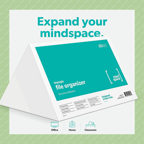 Mindspace Magazine Rack Desk Organizer, File Holder for Desk | Modern Office Organizer, Triangle Book Holder, Desk Folder Organizer, Desktop File Sorter | Wire Collection, Black