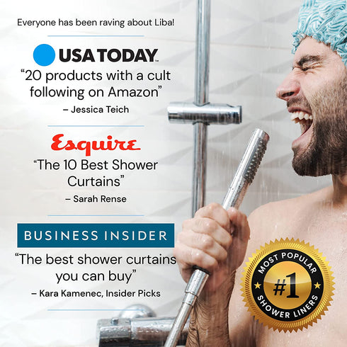 LiBa Shower Curtain Liners, PEVA 2 Pack Frosted Bathroom 72" W x 72" H, 8G Heavy Duty