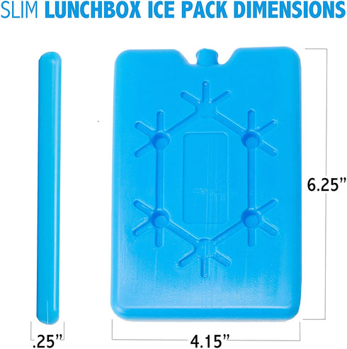 Kona Ice Packs for Lunch Bags - No Ice Required - Reusable Long Lasting (-5C) Small Thin Freezer Packs - Freezes in 25 Minutes (4)