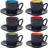 4 Ounce Espresso Set of 6 Cups with Saucers by Bruntmor - Demitasse Cups, Perfect for Espresso, Cappuccino, Coffee Latte (Matte Black)