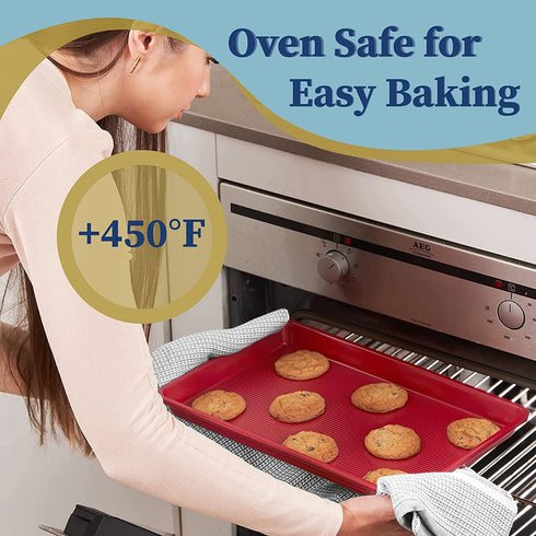Ultra Cuisine Nonstick Jelly Sheet Pan for Baking - 10x15 inch Red Baking Pan - Easy Clean, Durable, Warp Resistant Cookie Sheet for Roasting & Cooking - Easy Release, Even Baking, Food Safe Coating