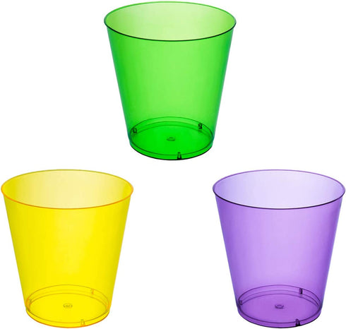 Party Essentials Hard Plastic Shot Glasses, 2-Ounce, Mardi Gras Mix, Box of 60