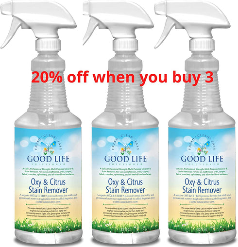 Good Life Solutions All-Purpose Cleaner - Natural Oxy-Citrus Stain Remover and Surface Cleaner Spray for Mattress, Couch, Carpet, and Floors - 32 oz