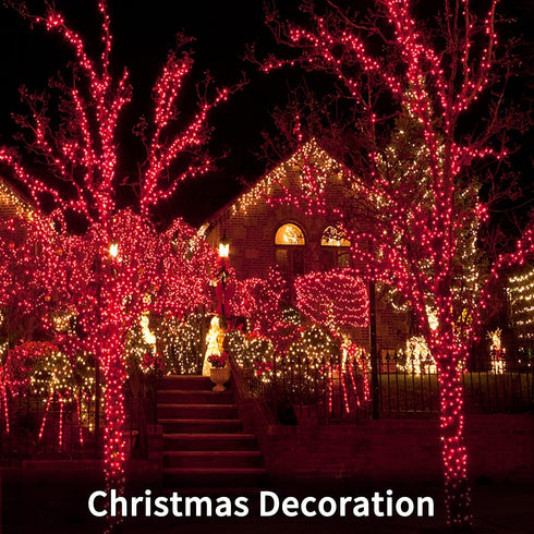 JMEXSUSS 200 LED Red Christmas Lights Outdoor, 66ft Expandable Christmas Tree Lights Plug in, 8 Modes Waterproof Twinkle String Lights Indoor, for Valentine Wedding Garden Party Xmas Decorations