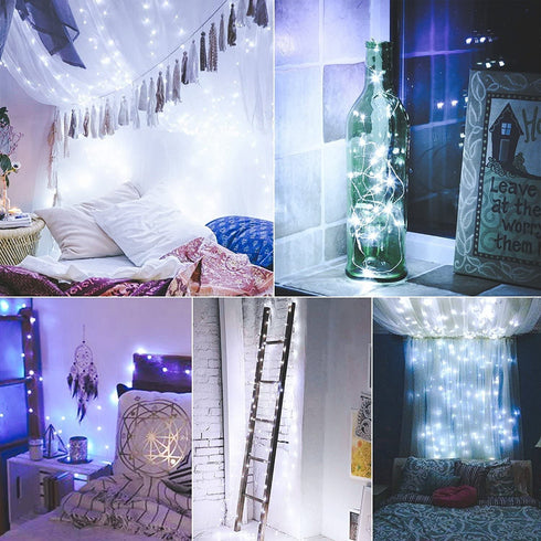 Decorman Wine Bottle Cork Lights, 20 Pack 20 LED Cork Shape Silver Copper Wire LED Starry Fairy Mini String Lights for DIY/Decor/Party/Wedding/Christmas/Halloween (Cool White)
