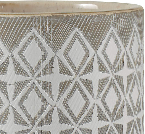 Amazon Brand Rivet Geometric Ceramic Planter Pot, 4.1"H, Grey