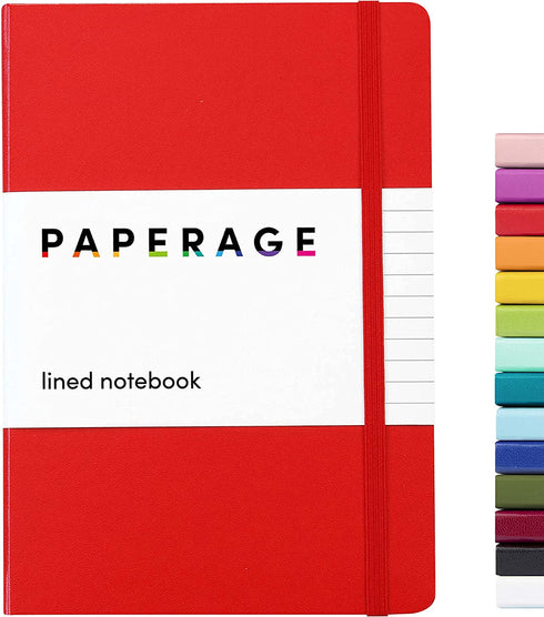 PAPERAGE Lined Journal Notebook, (Red), 160 Pages, Medium 5.7 inches x 8 inches - 100 GSM Thick Paper, Hardcover