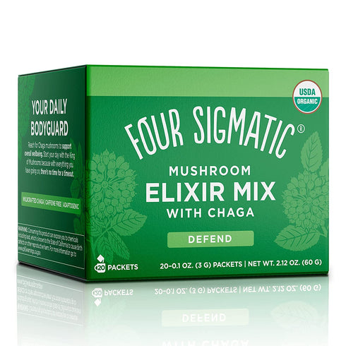 Chaga Mushroom Elixir by Four Sigmatic | Coffee Alternative with Organic Chaga Mushroom Powder, Rose Hips & Mint | Immune Support & Overall Wellness | Pack of 20