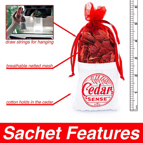 Cedar Sense Rose Scented Essential Oil Cedar Sachets 8 Pack Essential Oil Infused Cedar Chips Car Air Freshener Closet Freshener Potpourri Bags Air Fresheners Sachets for Drawers