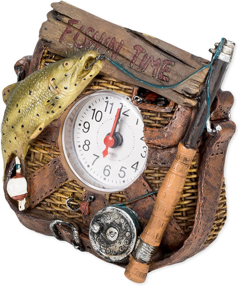 Slifka Sales Co. Fishin Time Resin Decorative Tabletop Clock