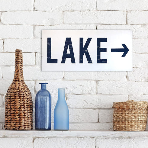 Barnyard Designs Lake Sign Rustic Wooden Primitive Country Lake House Home Decor Sign 17 x 8