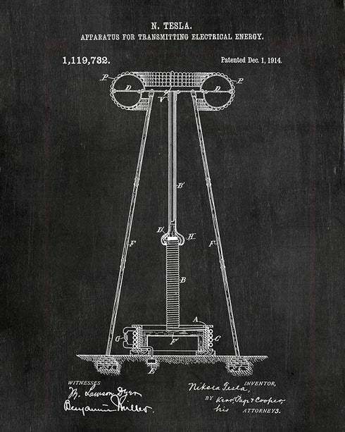 Nikola Tesla Wall Art Patent Prints (8"x10") Set of 6 - Engineer Gifts - Geek Home Decor