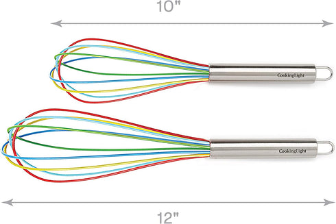 Cooking Light 2 Piece Silicone Whisk Set Multicolor Kitchen Tools, 11" and 9" Balloon