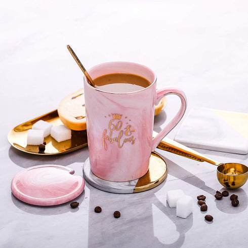 ShinnyWis 60 and Fabulous Mug - 60th Birthday Gifts for Women - 60th Gift Idea for Women Her Wife Mom Grandma Sister BFF Friend 14oz birthday Mug