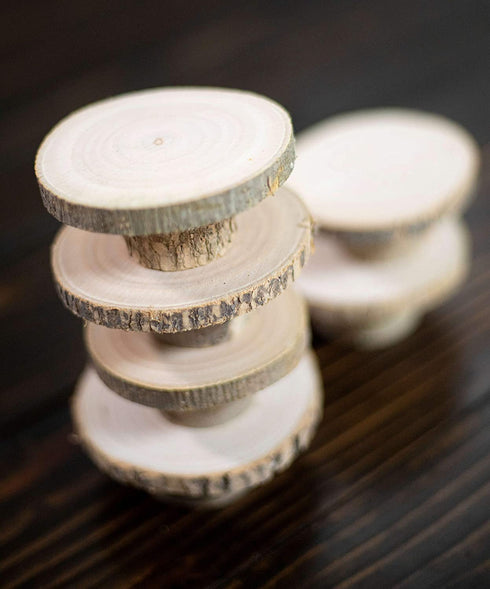 Wooden Cake Stands | Farm and Wedding Wood Cake Pedestal Stand | Surprise Cake Stand Made of Ash Wood | Size of Rustic Wood Cupcake Stand is 3.5 inches with 6 Pieces