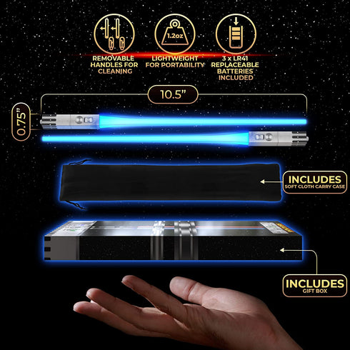 SaberChops Lightsaber Chopsticks Star Wars Gifts LED Light Up Reusable Light Saber Removable Handle Dishwasher Safe Red & Blue 2 PAIRS & FREE Millennium Falcon Keychain Bottle Opener,Red & Blue