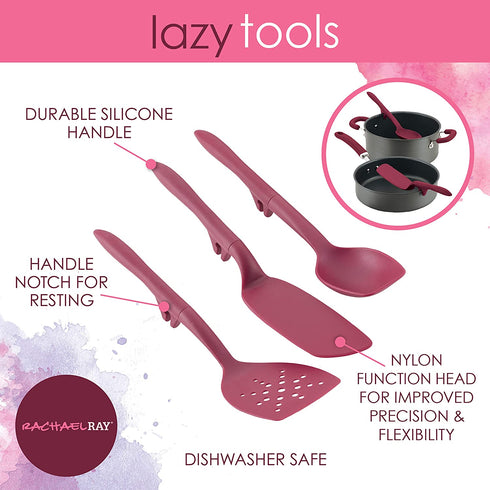 Rachael Ray Tools and Gadgets Flexi Turner and Scraping Spoon Set / Cooking Utensils - 2 Piece, Burgundy Red