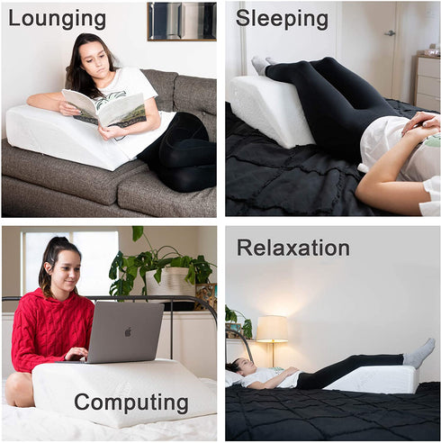 Bed Buddy Leg Pillow Foam Wedge, 7.5 Inch - Leg Elevation Pillow With Memory Foam Top - Leg Pillow For Lower Back Pain and Sciatica Pillow For Sleeping