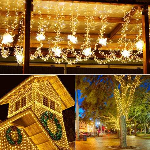 83ft 1000 LEDs Christmas String Lights, Quntis Christmas Decoration Lights Outdoor Indoor, Waterproof Clear Wire Warm White Plug in Fairy Light, 8 Modes Twinkle Lights for Christmas Tree